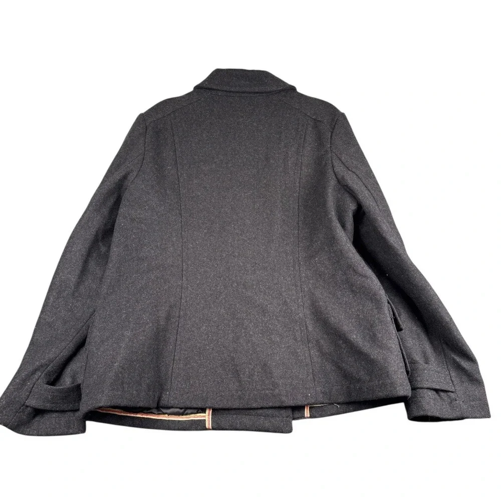 Vintage Old Navy Double Breasted Wool Blend Pea Coat Jacket Charcoal Gray XL 431